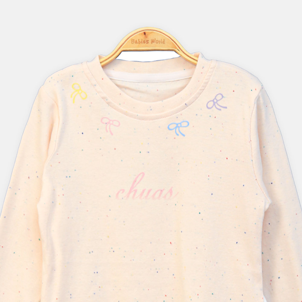 GIRL T-SHIRT PINK BOW PRINT