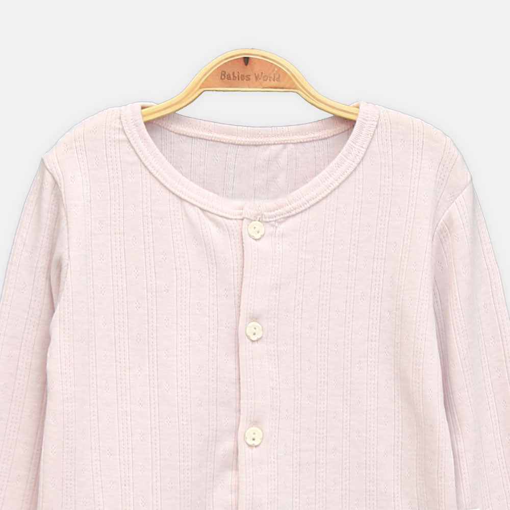 GIRL T-SHIRT PINK LACE-TRIM CARDIGAN