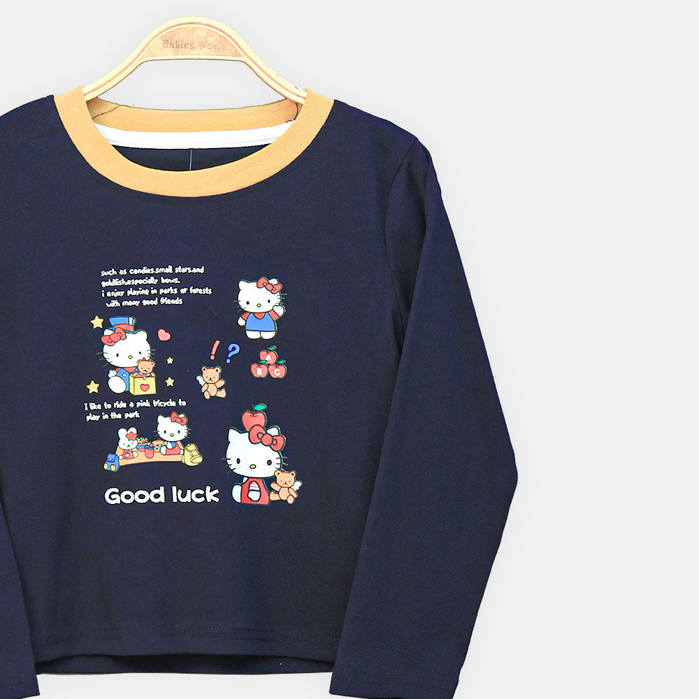 GIRL T-SHIRT NAVY BLUE HELLO KITTY