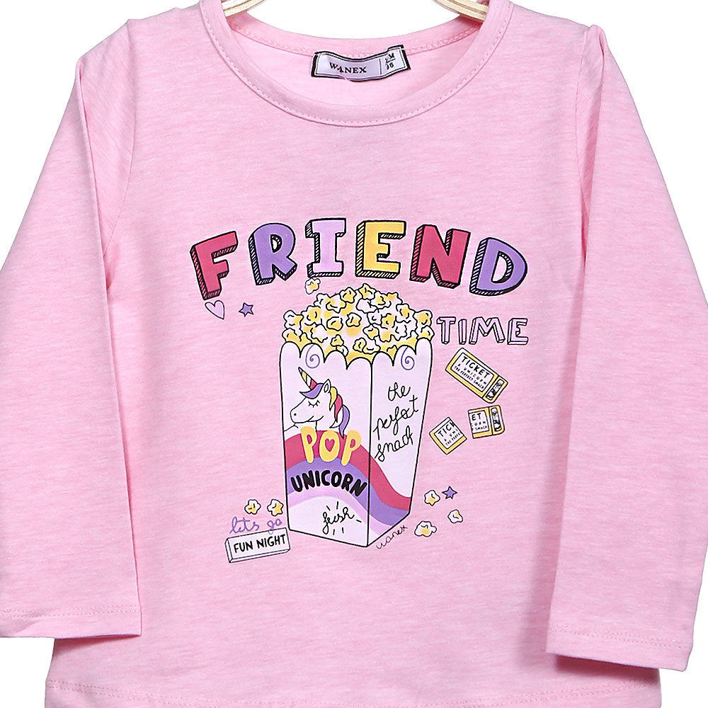 GIRL T-SHIRT PINK FRIEND TIME