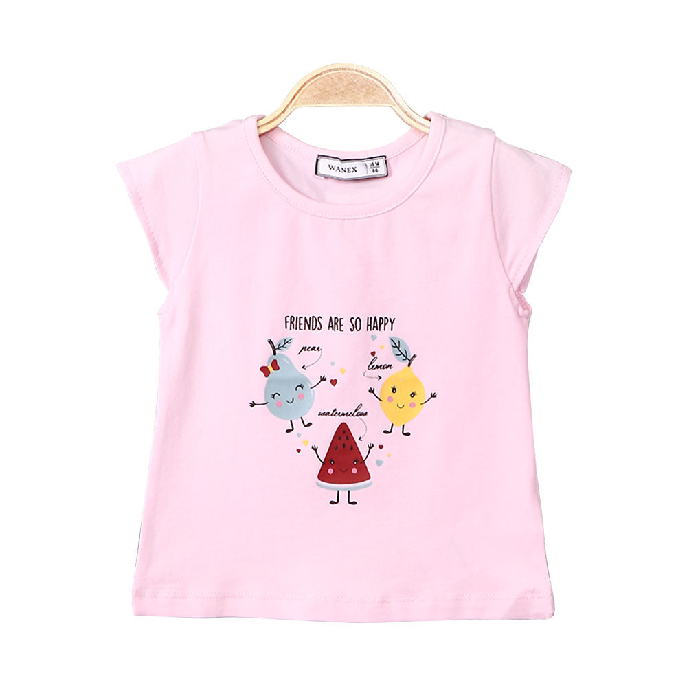 GIRL T-SHIRT PINK HAPPY FRIENDS