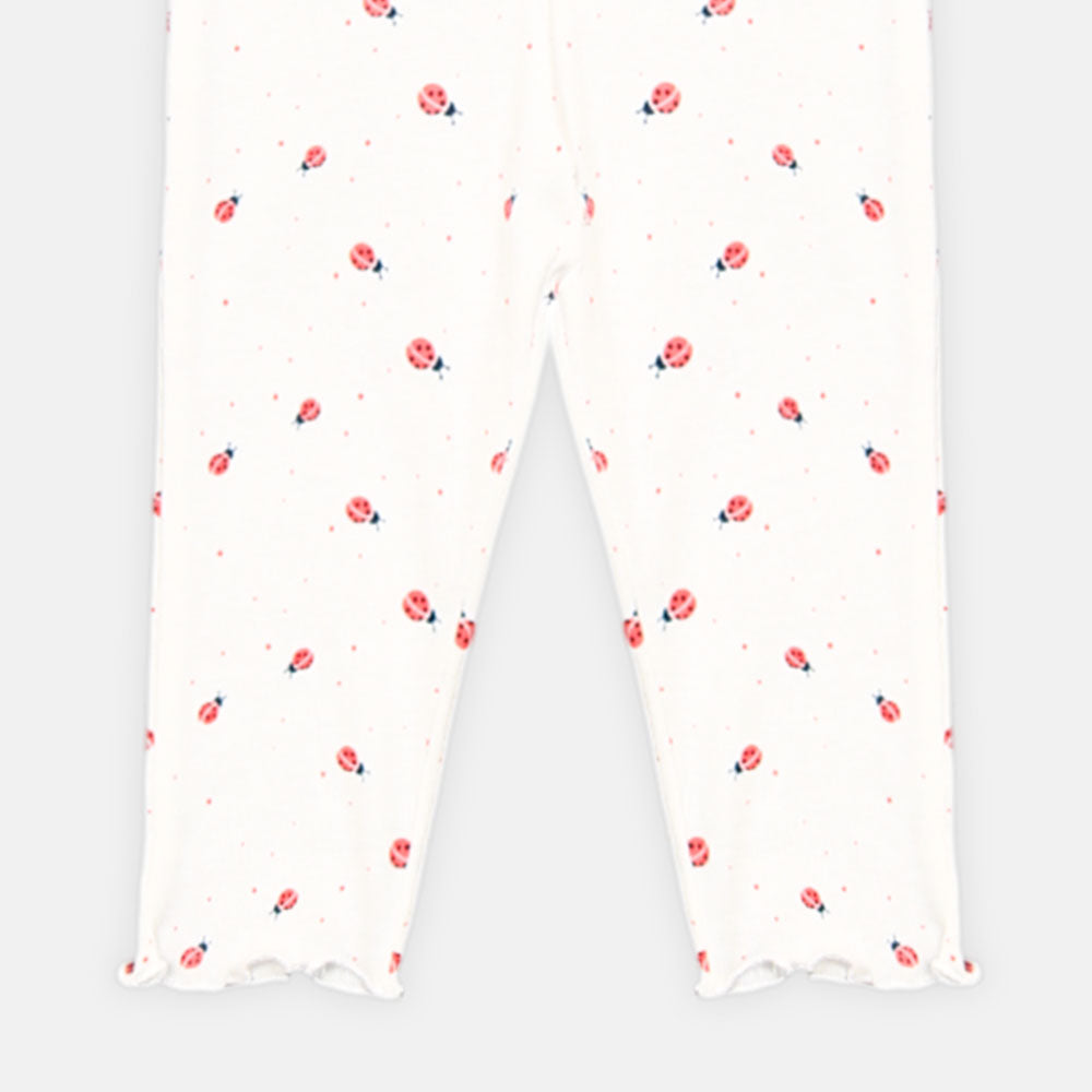 GIRL TIGHT WHITE LADYBUG RUFFLE