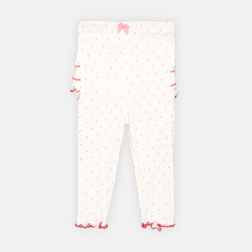 GIRL TIGHT WHITE POLKA DOT RUFFLE
