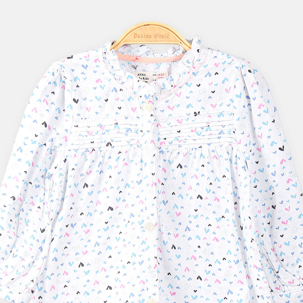 GIRL TOP WHITE PRINTED