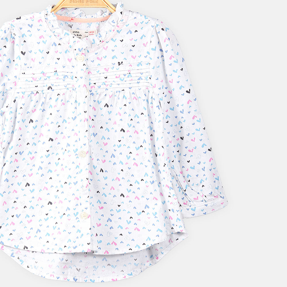 GIRL TOP WHITE PRINTED