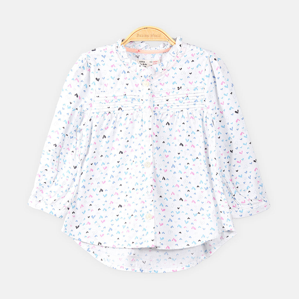 GIRL TOP WHITE PRINTED