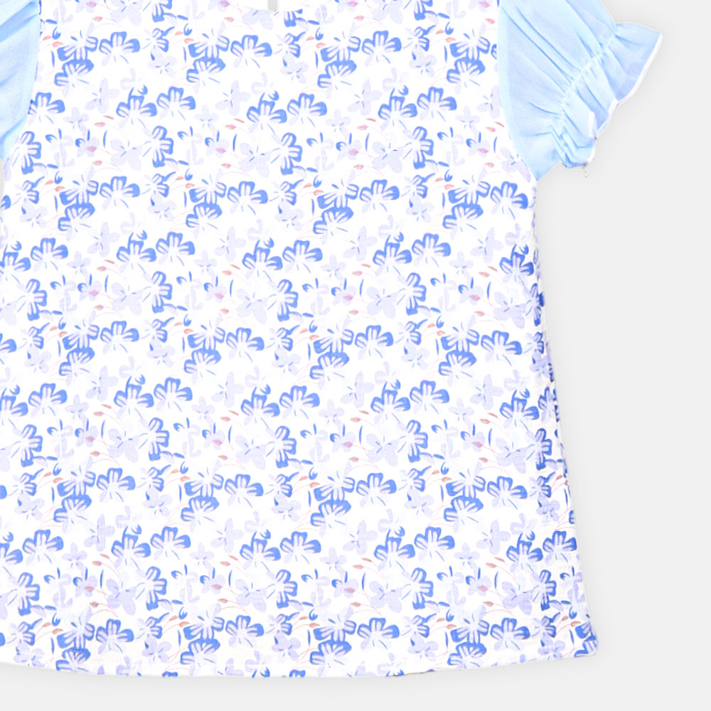 GIRL TOP BLUE BLOSSOM CHIFFON