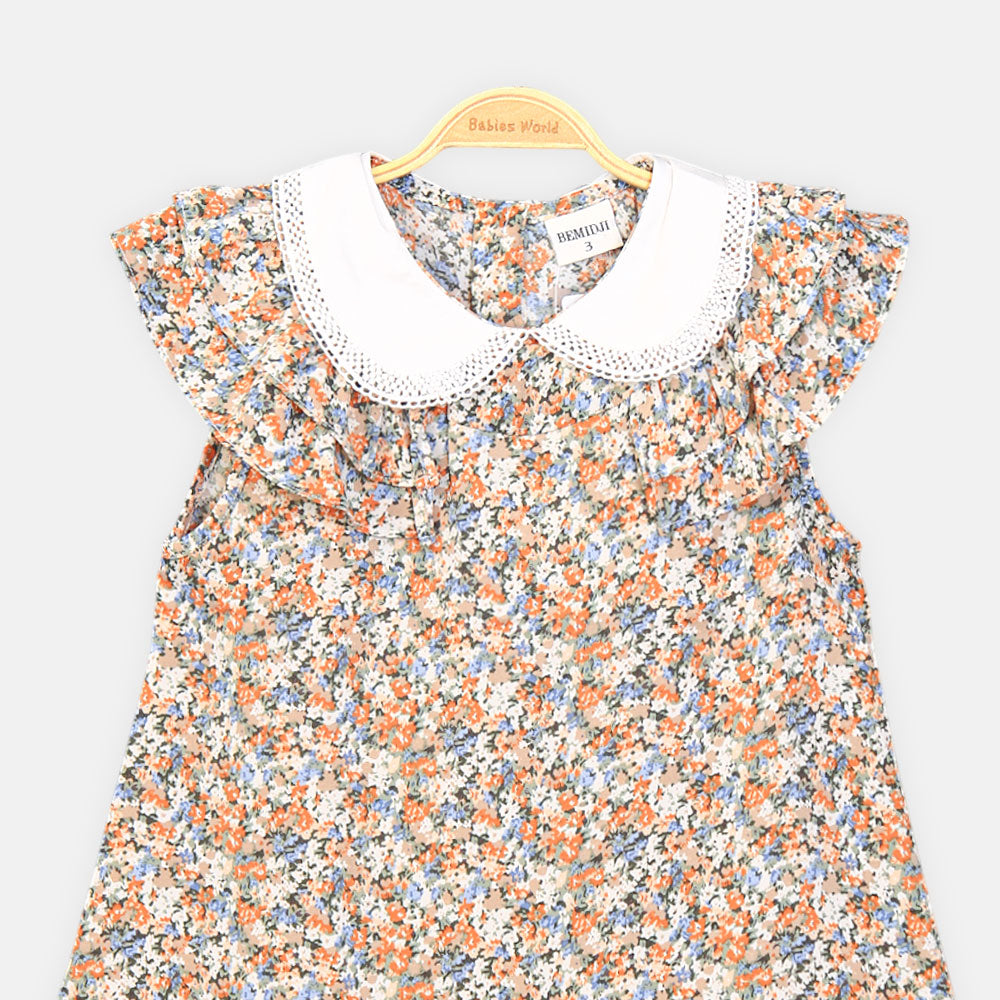 GIRL TOP FLORAL BROWN