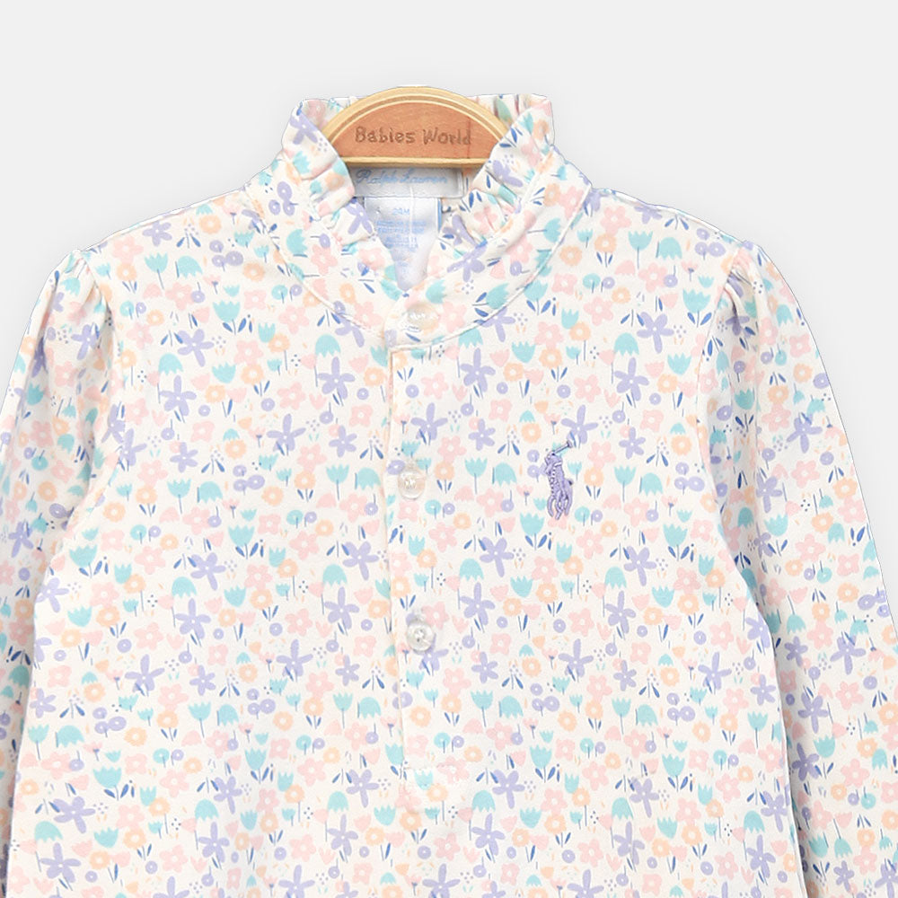 GIRL TOP FLORAL RUFFLE TUNIC
