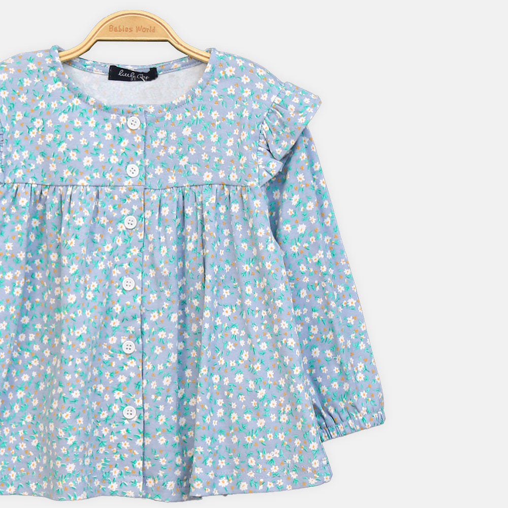 GIRL TOP BLUE FLORAL FROCK