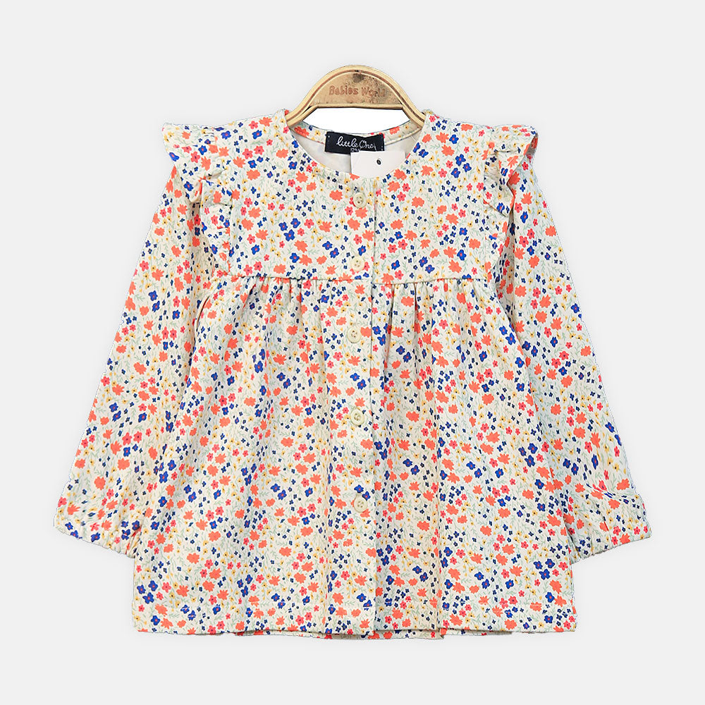 GIRL TOP PINK FLORAL FROCK
