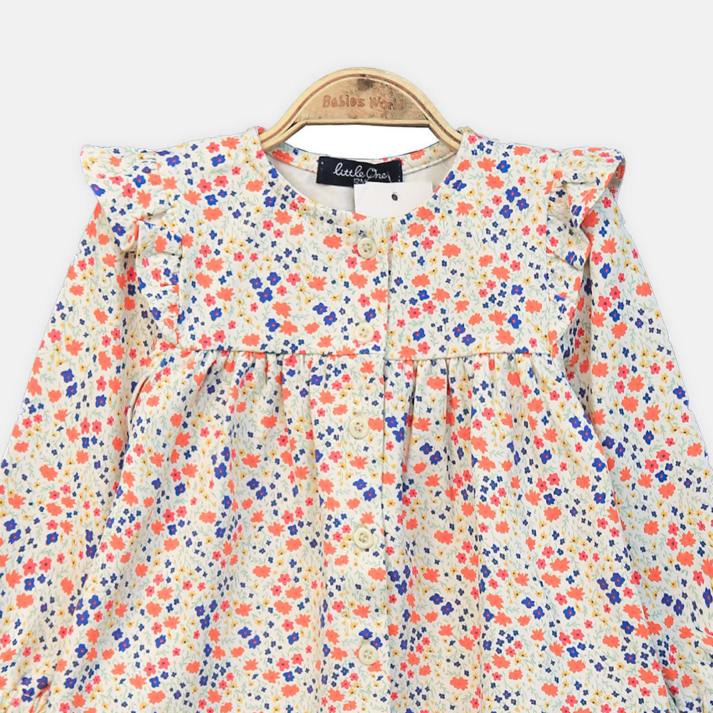 GIRL TOP PINK FLORAL FROCK