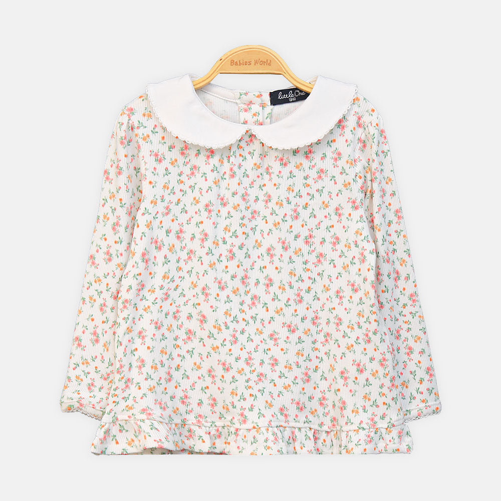 GIRL TOP FLORAL PRINT WHITE