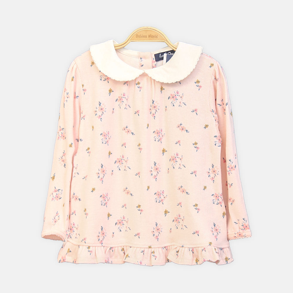 GIRL TOP FLORAL PRINT PEACH