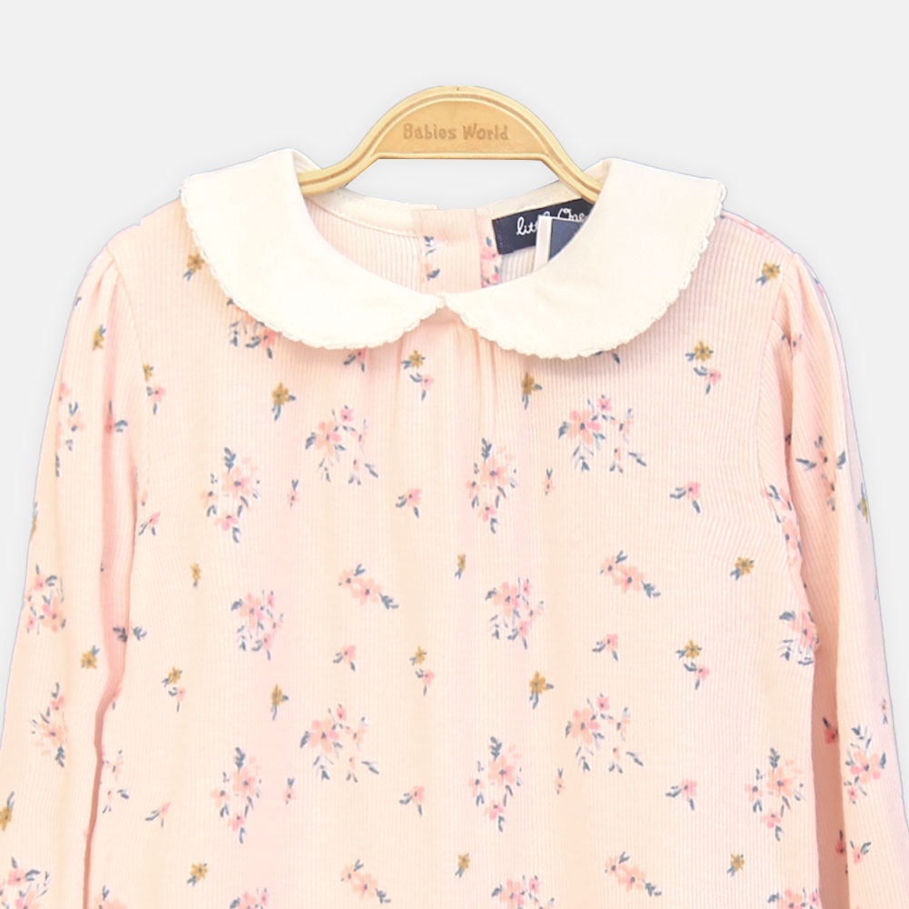GIRL TOP FLORAL PRINT PEACH