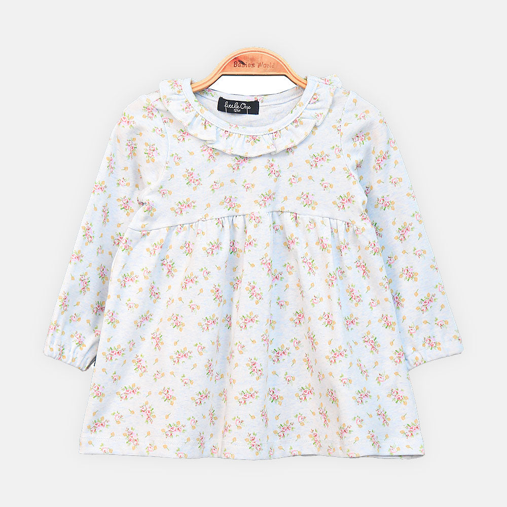 GIRL TOP FLORAL SKY BLUE FROCK