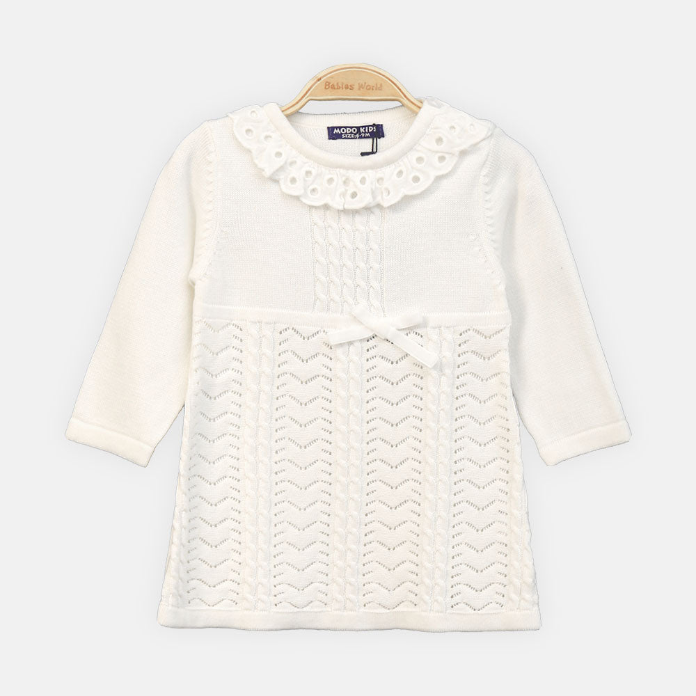 GIRL TOP WHITE LACE FLARE