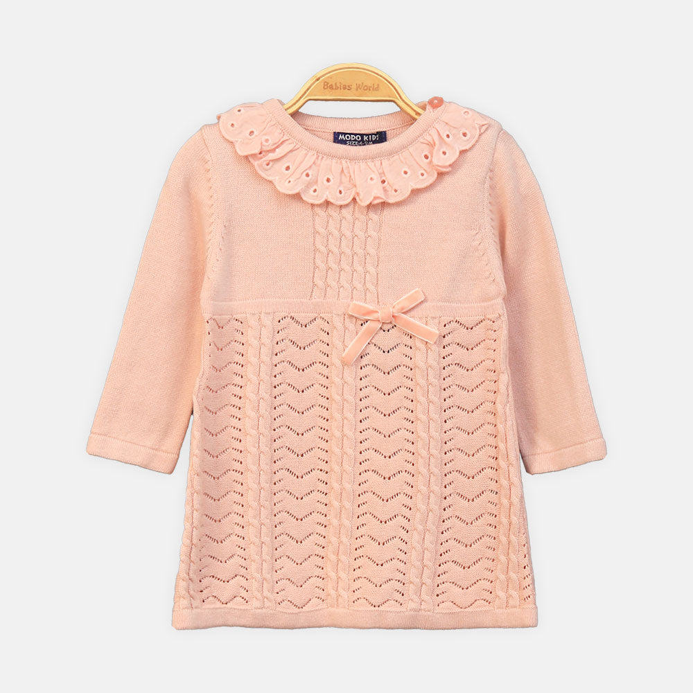 GIRL TOP PINK LACE FLARE