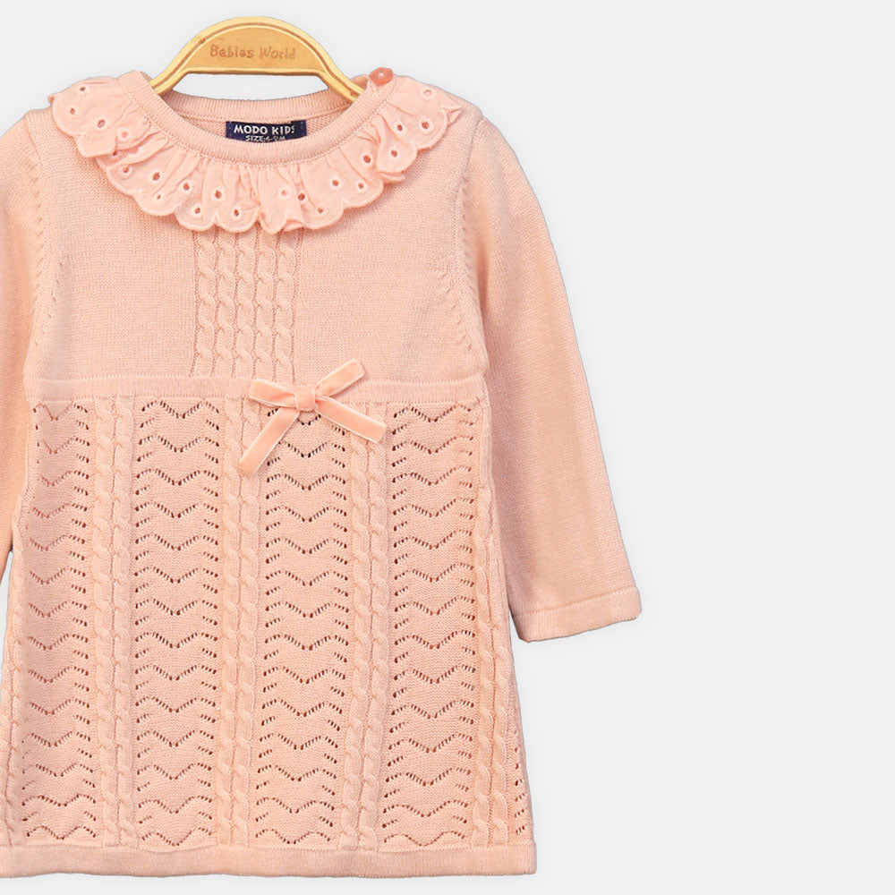 GIRL TOP PINK LACE FLARE