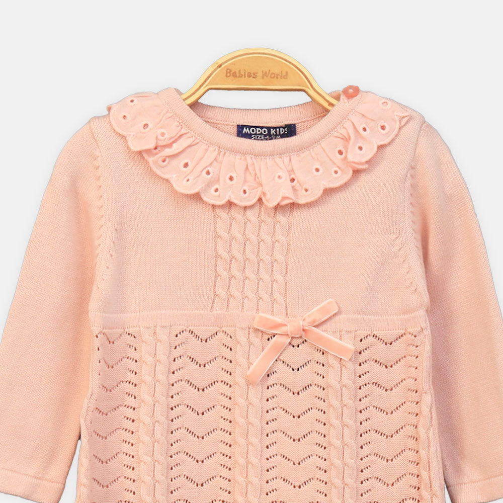 GIRL TOP PINK LACE FLARE