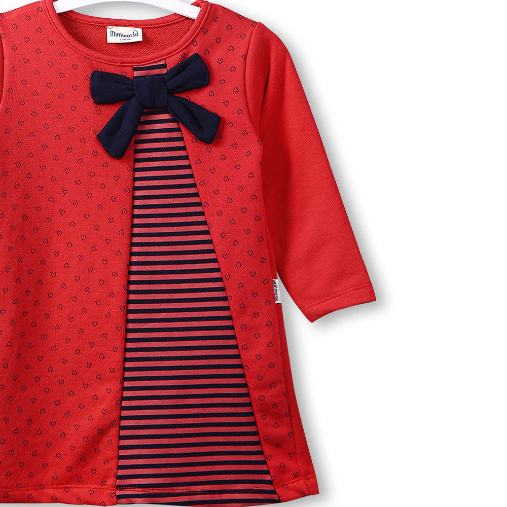 GIRL TOP SCARLET RED HEART STRIPES
