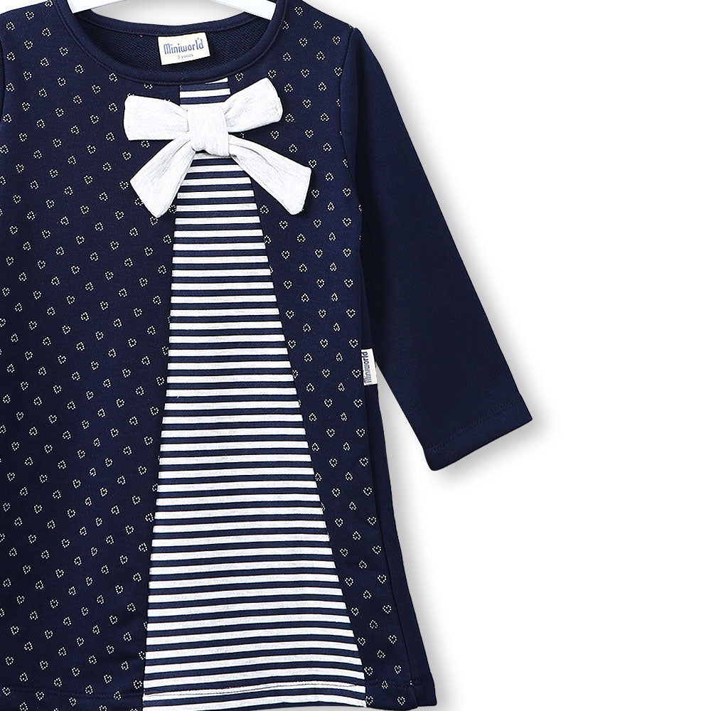 GIRL TOP NAVY HEART STRIPES