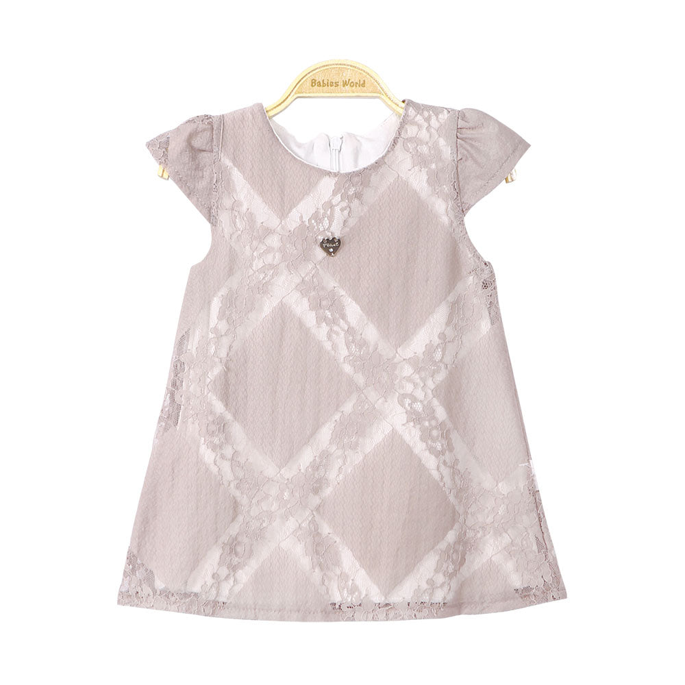 GIRL TOP BROWN NET LACED
