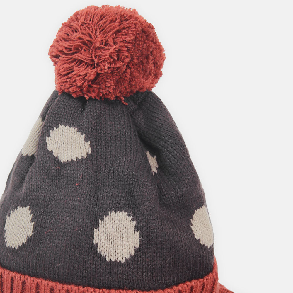 WINTER CAP BLACK KNITTED POM-POM