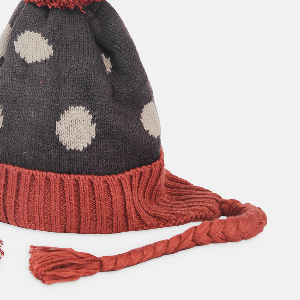 WINTER CAP BLACK KNITTED POM-POM