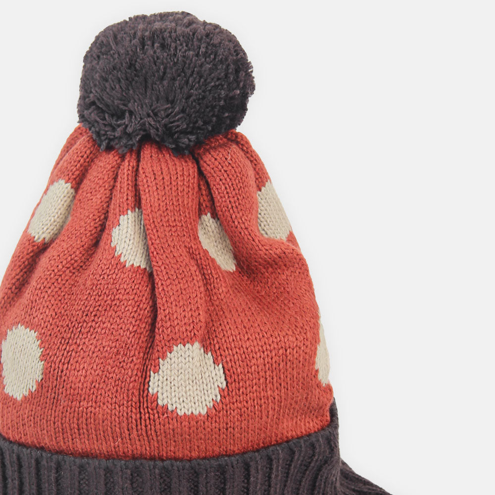 WINTER CAP BROWN KNITTED POM-POM