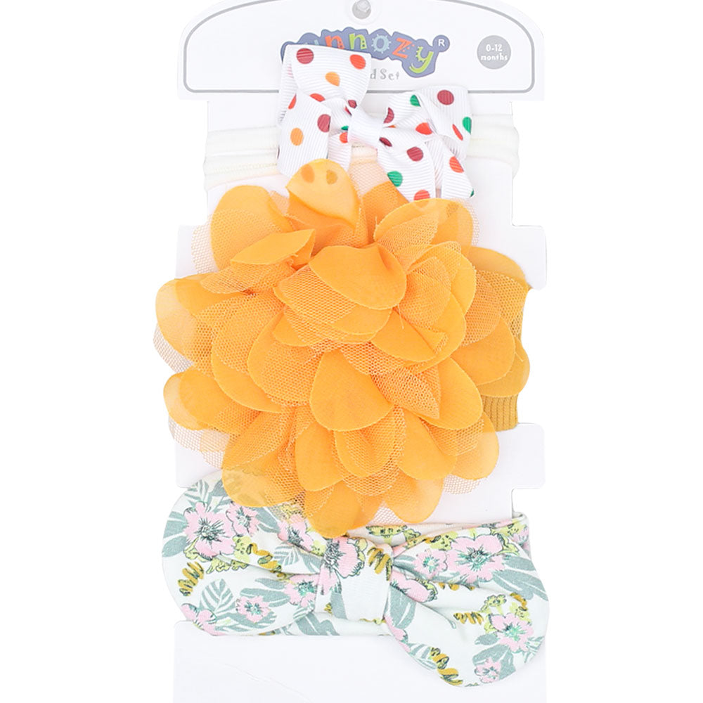 HAIR BANDS PK-3 MULTICOLOR FLORAL DOTTED