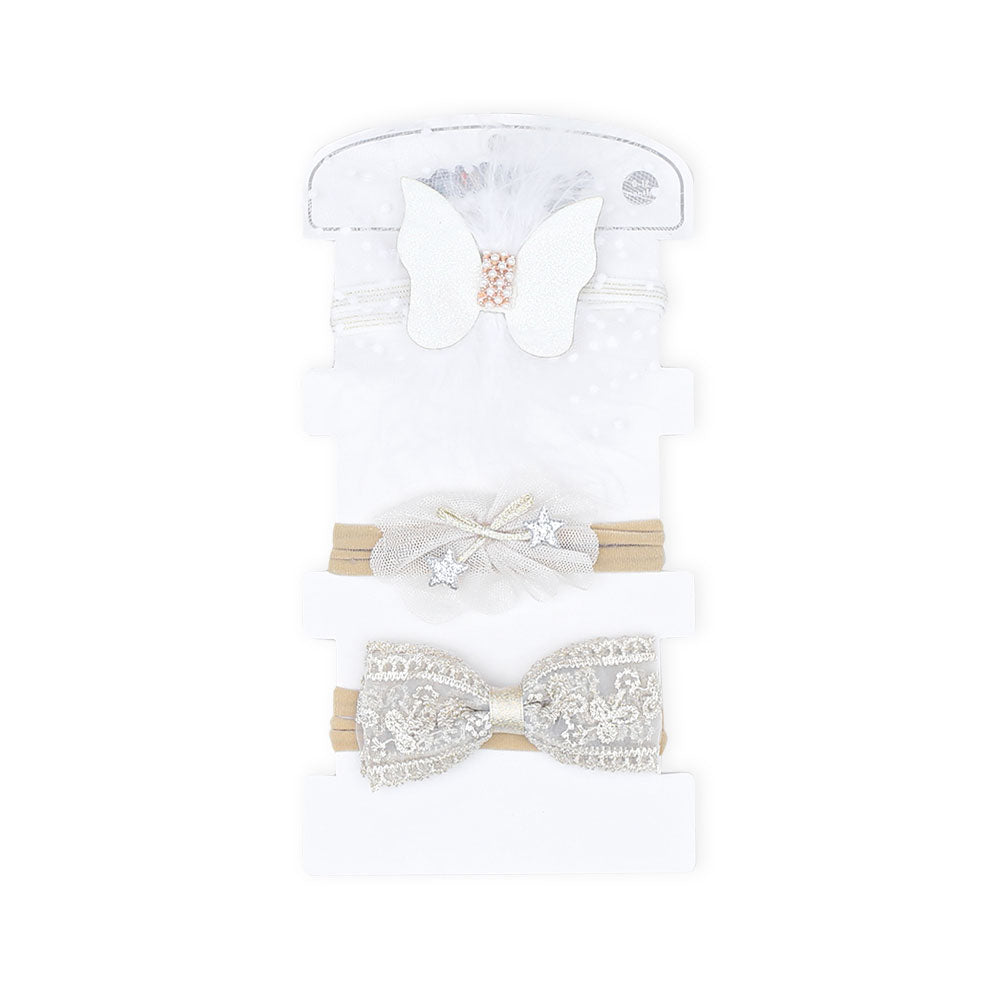 HAIR BANDS PK-3 GLITTERY NET BUTTERFLY BOW