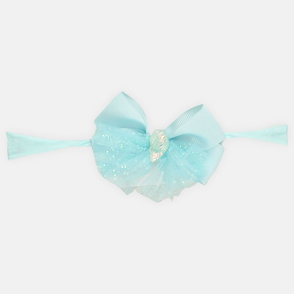 HAIR BAND SKY BLUE RIBBON BOW STRETCHABLE