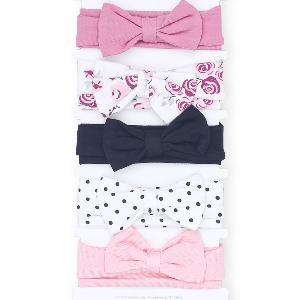 HEAD BANDS PK-5 MULTICOLOR PRINTED BOW