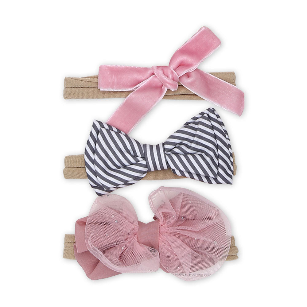 HEAD BAND MIXED SET PK-5 PINK FLORAL