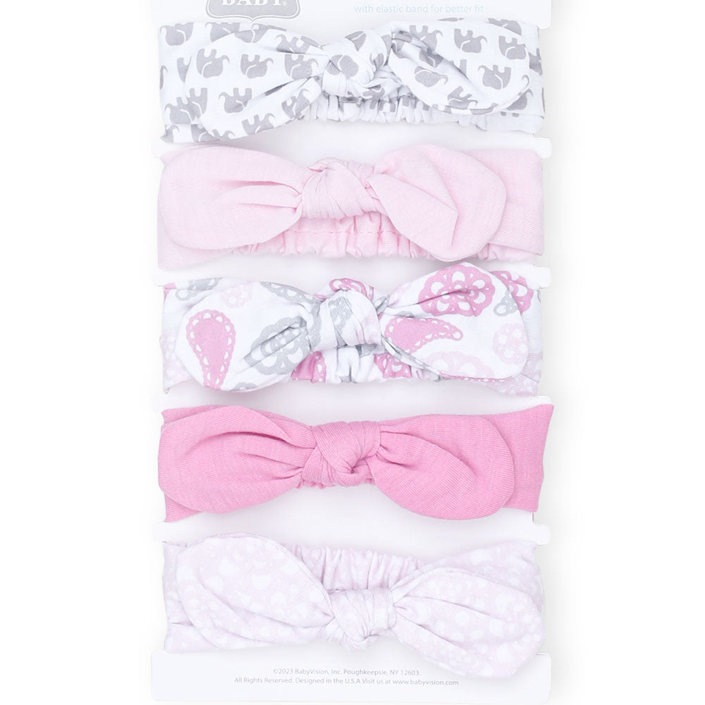 HEAD BANDS PK-5 MULTICOLOR PRINTED BOW