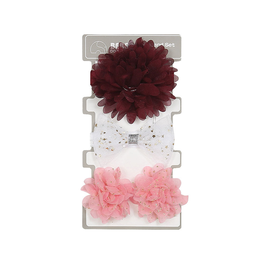 HAIR BANDS PK-3 SHIMMERY FLORAL STARS