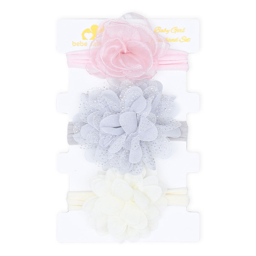 HEAD BANDS PK-3 MULTICOLOR GLITTERY FLORAL