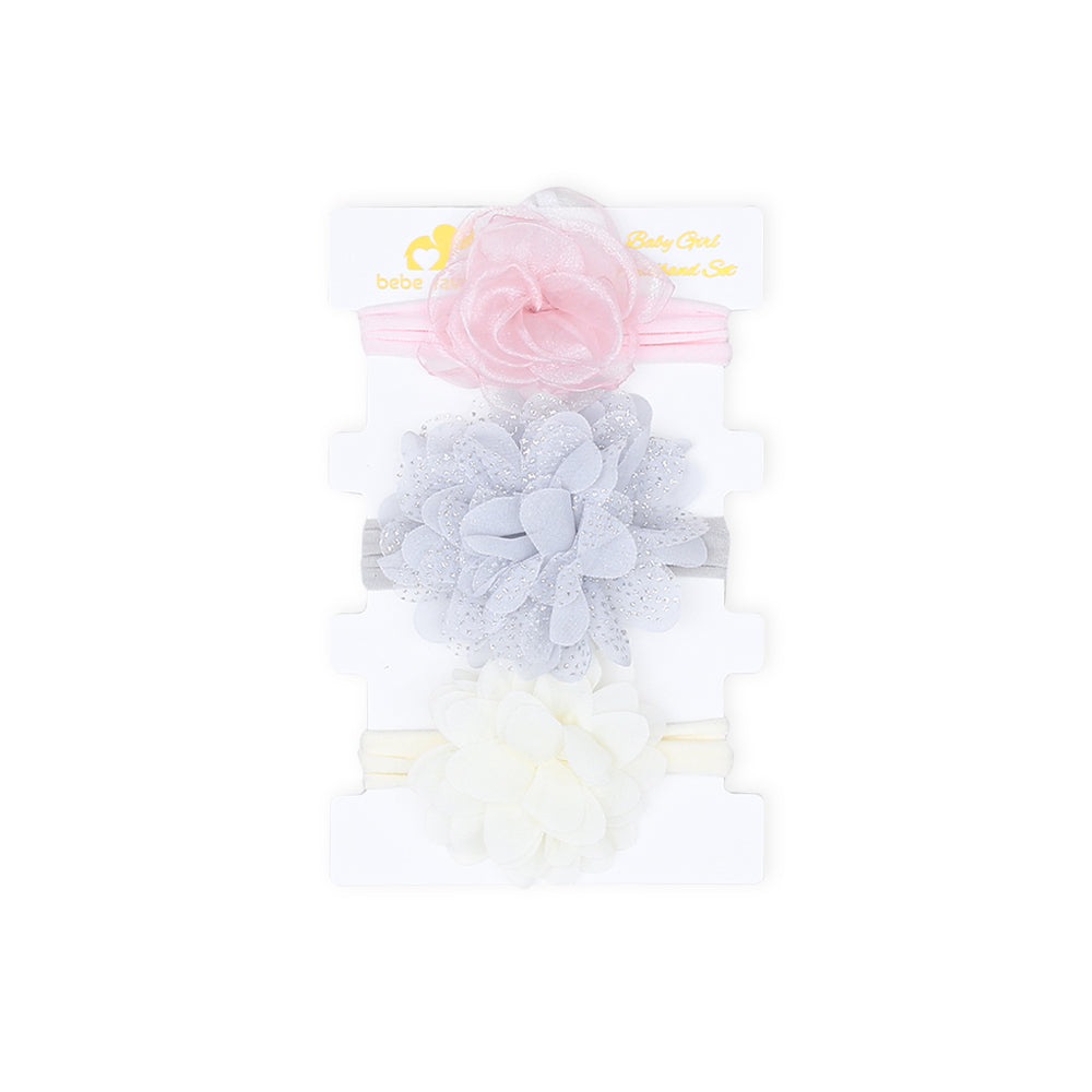 HEAD BANDS PK-3 MULTICOLOR GLITTERY FLORAL