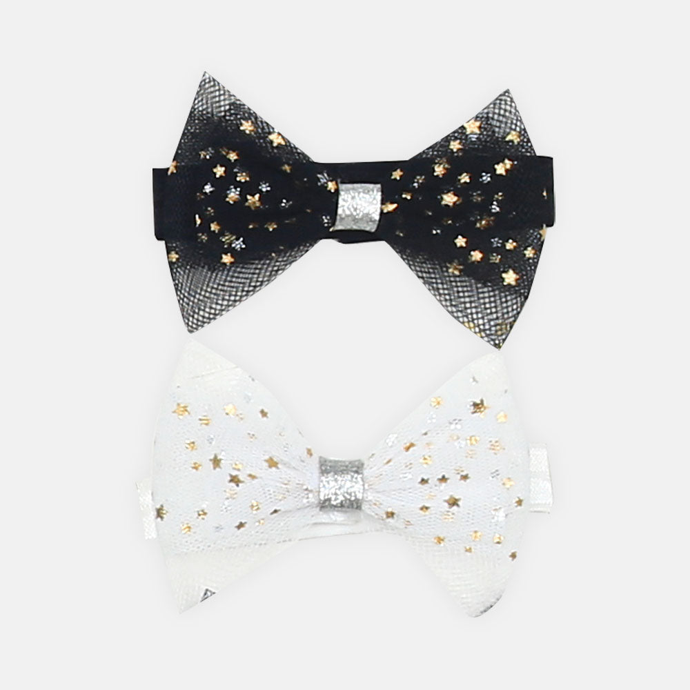 HEAD BANDS PK-2 & 2 CLIPS PASTEL FLOWER AND BOW