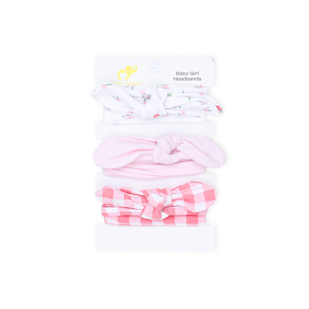 HEAD BANDS PK-3 MULTICOLOR FLORAL CHECKERED BOW