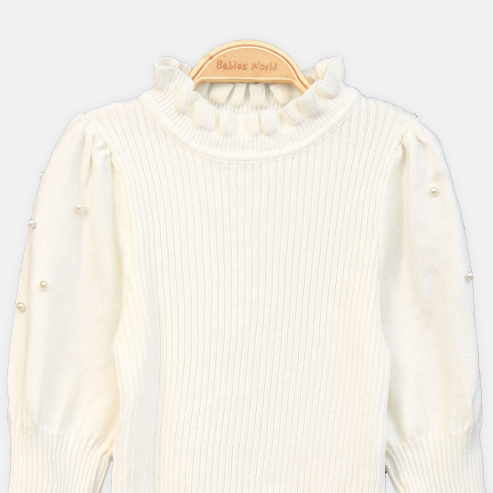 GIRL HI-NECK SWEATER PEARL HI NECK FULL SLEEVE