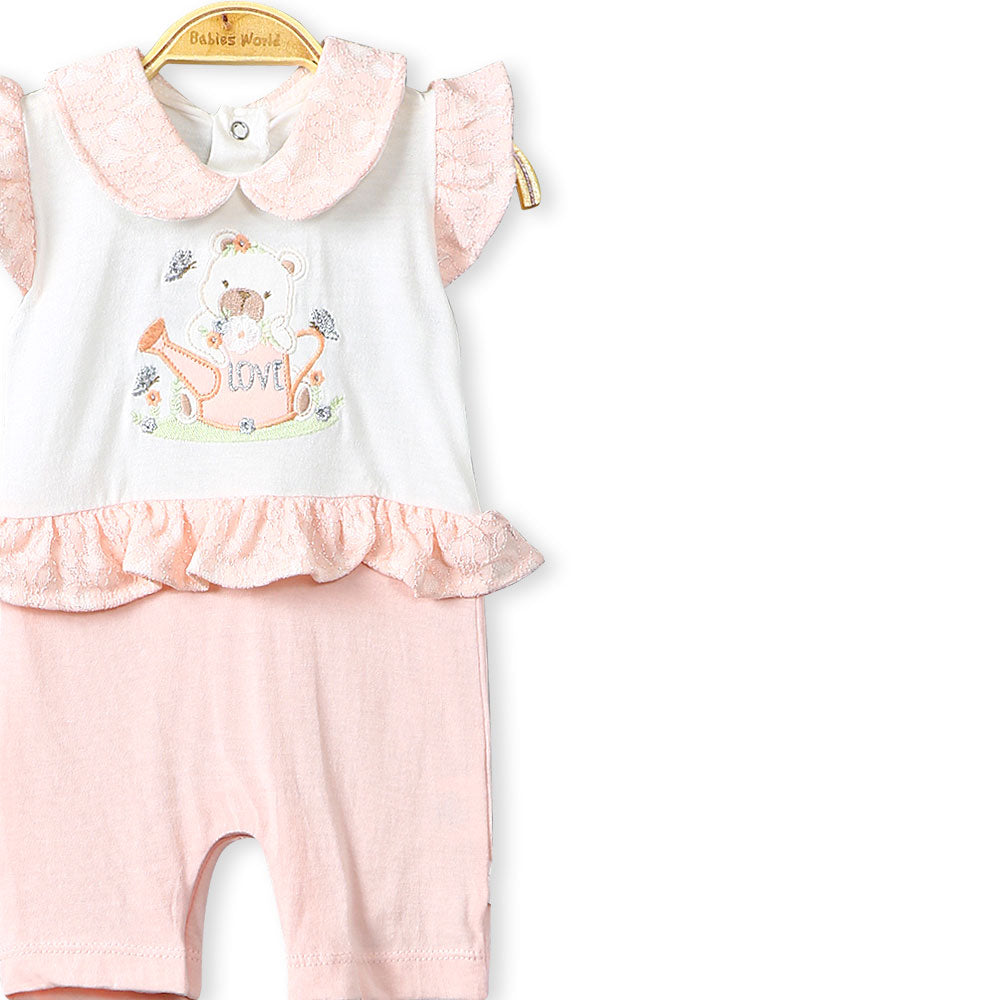 GIRL ROMPER PEACH LOVELY BUNNY