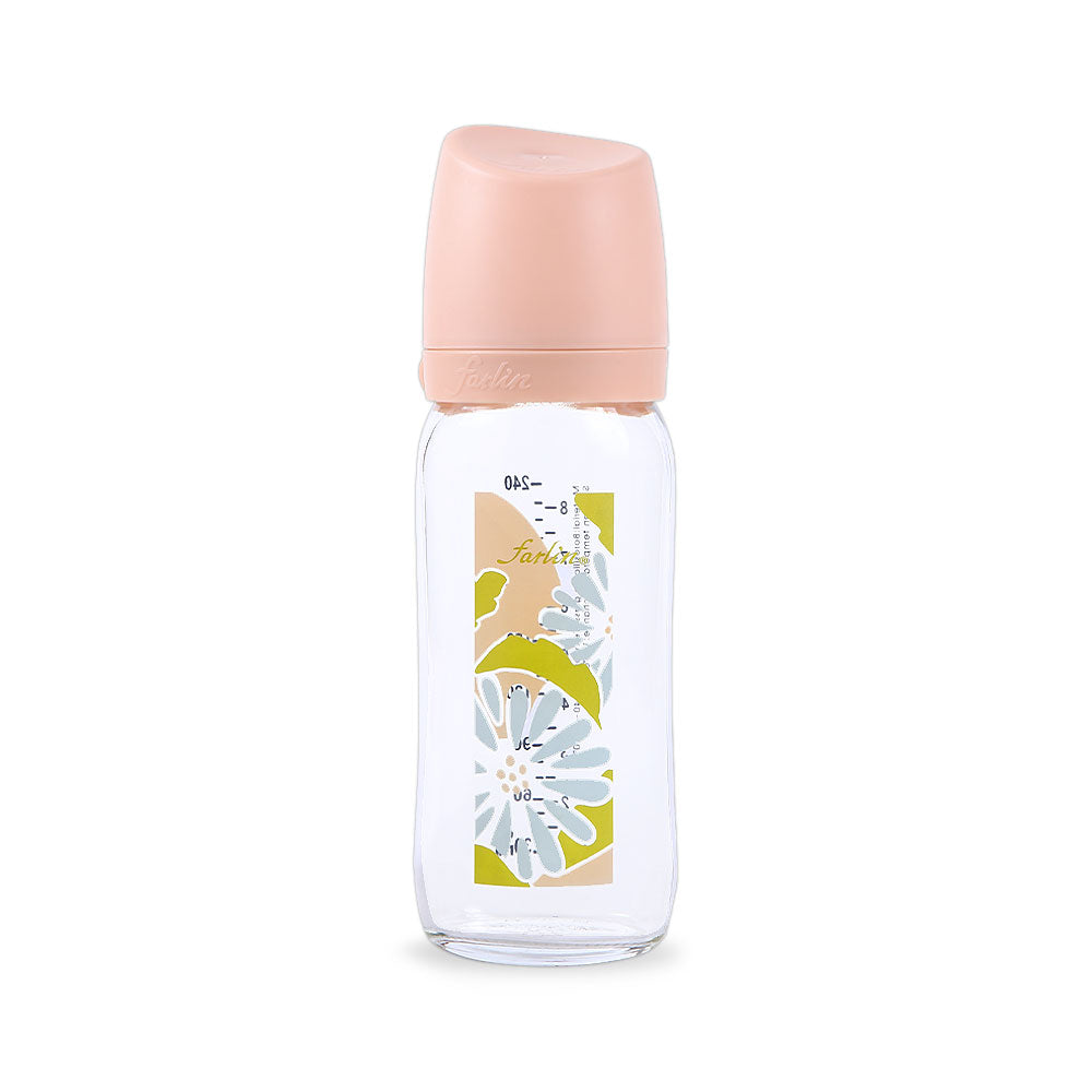 WIDE NECK GLASS FEEDER 240ML - PINK