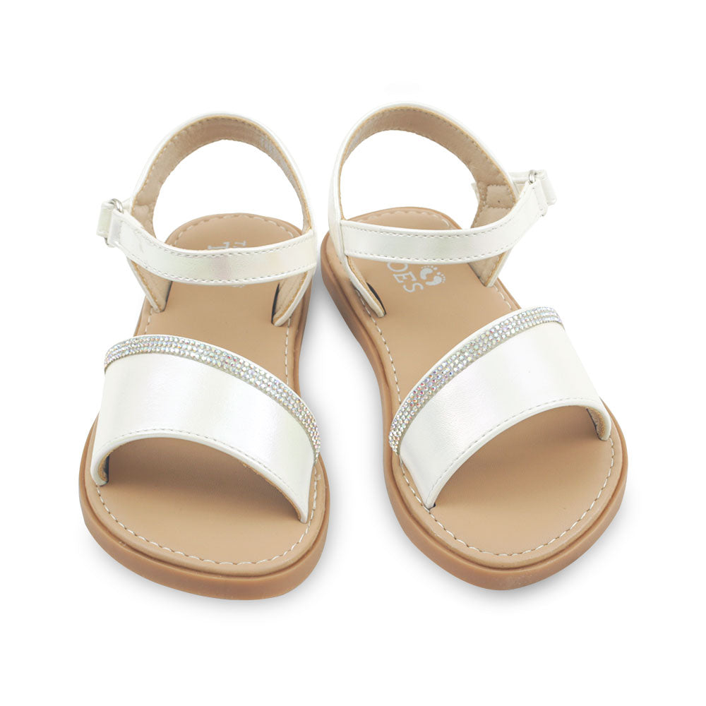 GIRLS SANDAL WHITE SHINY