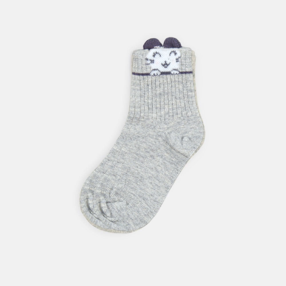 GIRL SOCKS GREY BEAR
