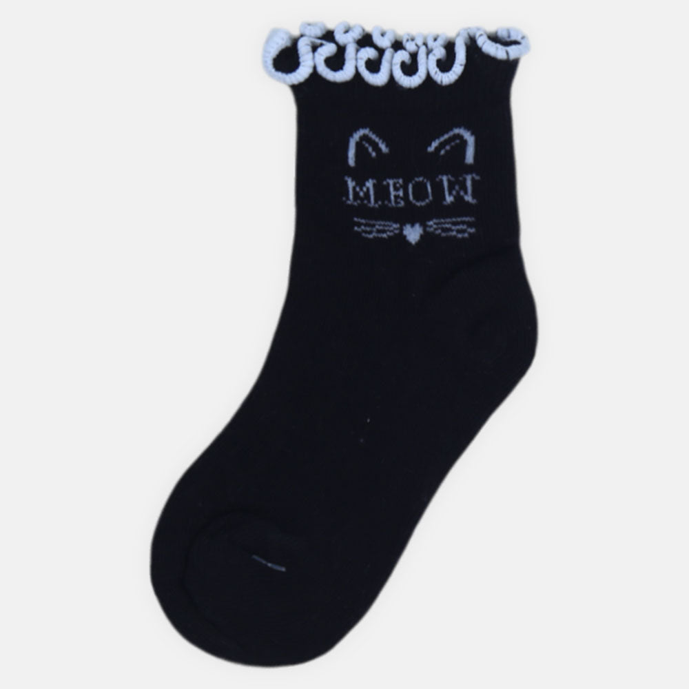 GIRL SOCKS BLACK MEOW