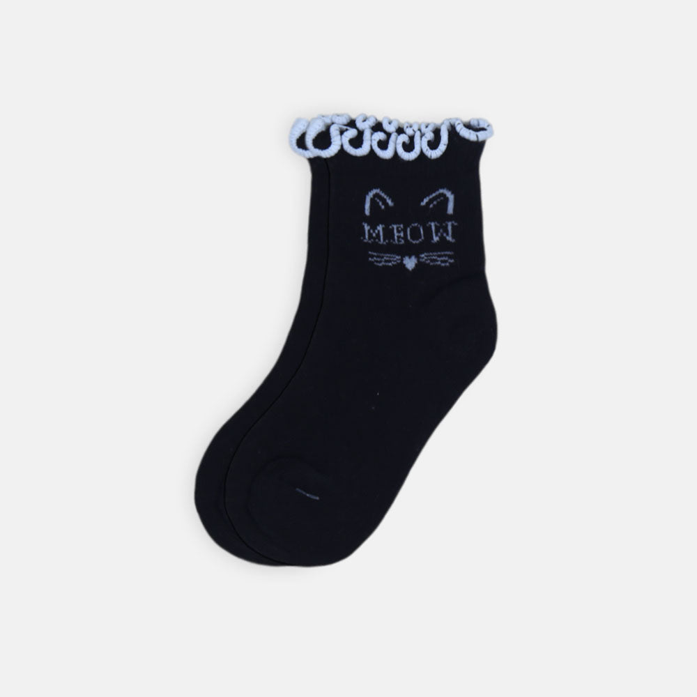 GIRL SOCKS BLACK MEOW