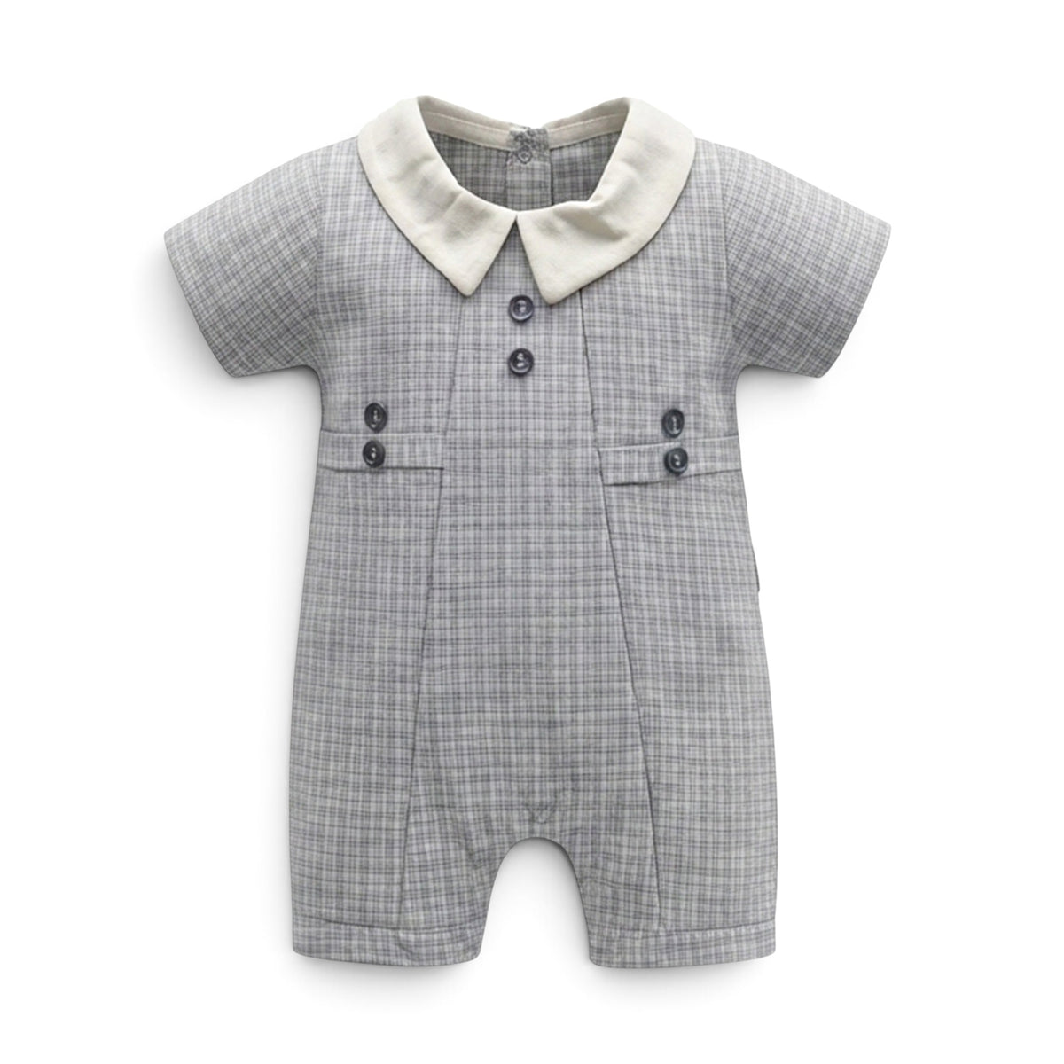 GREY & WHITE CHECKED ROMPER