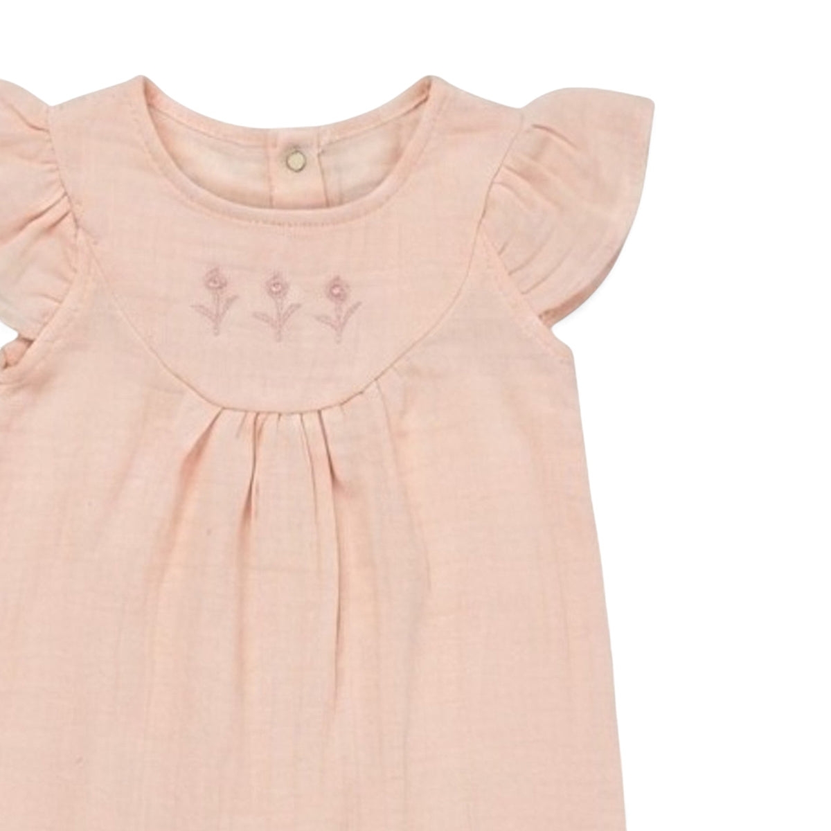 PEACH MUSLIN RUFFLE GIRL ROMPER